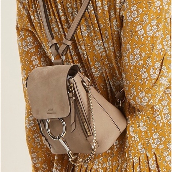 grey mini faye backpack Chloe Leather & Suede Medium  Petals & Jackets stud fastening Crossbody Chloe Faye Backpack Grey